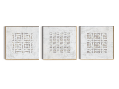 SET OF THREE - ABSTRACT GREY CANVAS