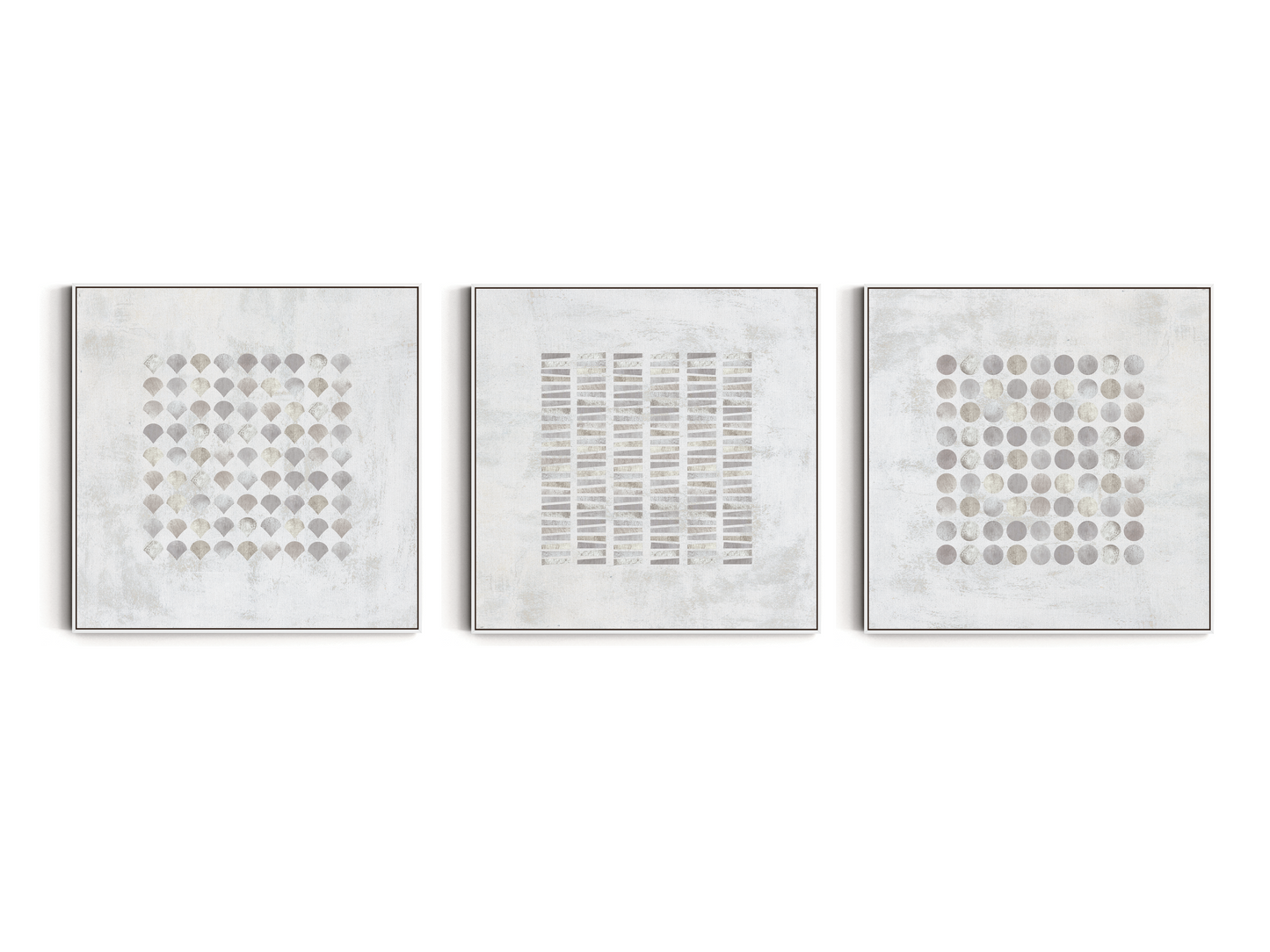 SET OF THREE - ABSTRACT GREY CANVAS