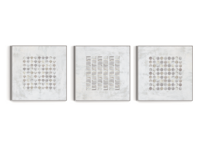 SET OF THREE - ABSTRACT GREY CANVAS