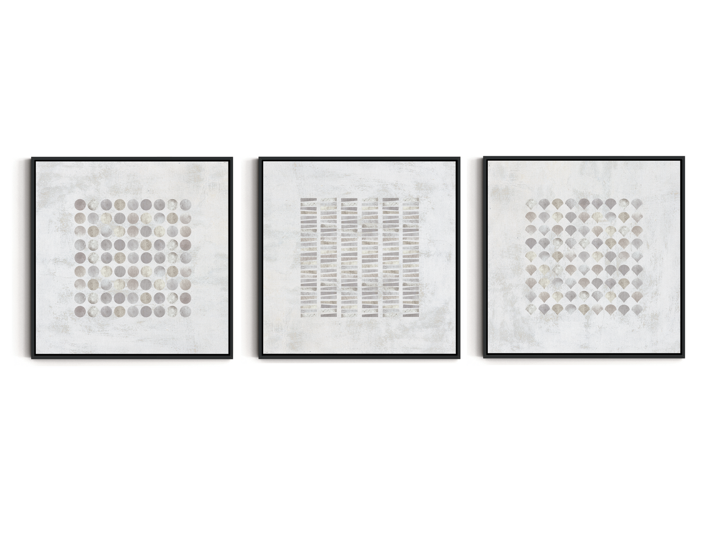 SET OF THREE - ABSTRACT GREY CANVAS