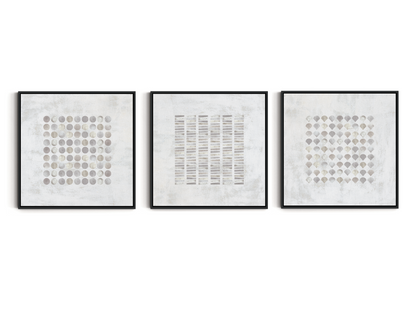 SET OF THREE - ABSTRACT GREY CANVAS